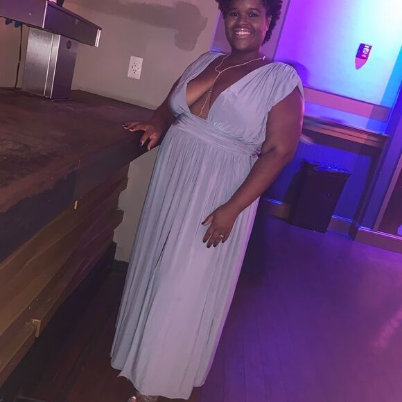 PRETTYLITTLETHING deep V sleeveless dress thigh slit size 18 - Picture 2 of 7